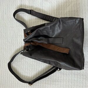 Black and Brown Backpack with Utilitarian Design
